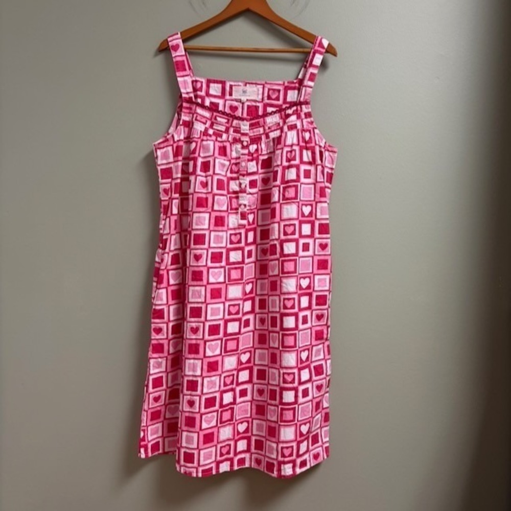 Pink Heart-Print Women's Nightdress Print Fresh XL